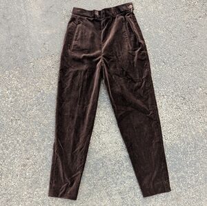 Vintage 90s Bernard Zins for Saks Fifth Ave Brown Velvet High Waisted Pants